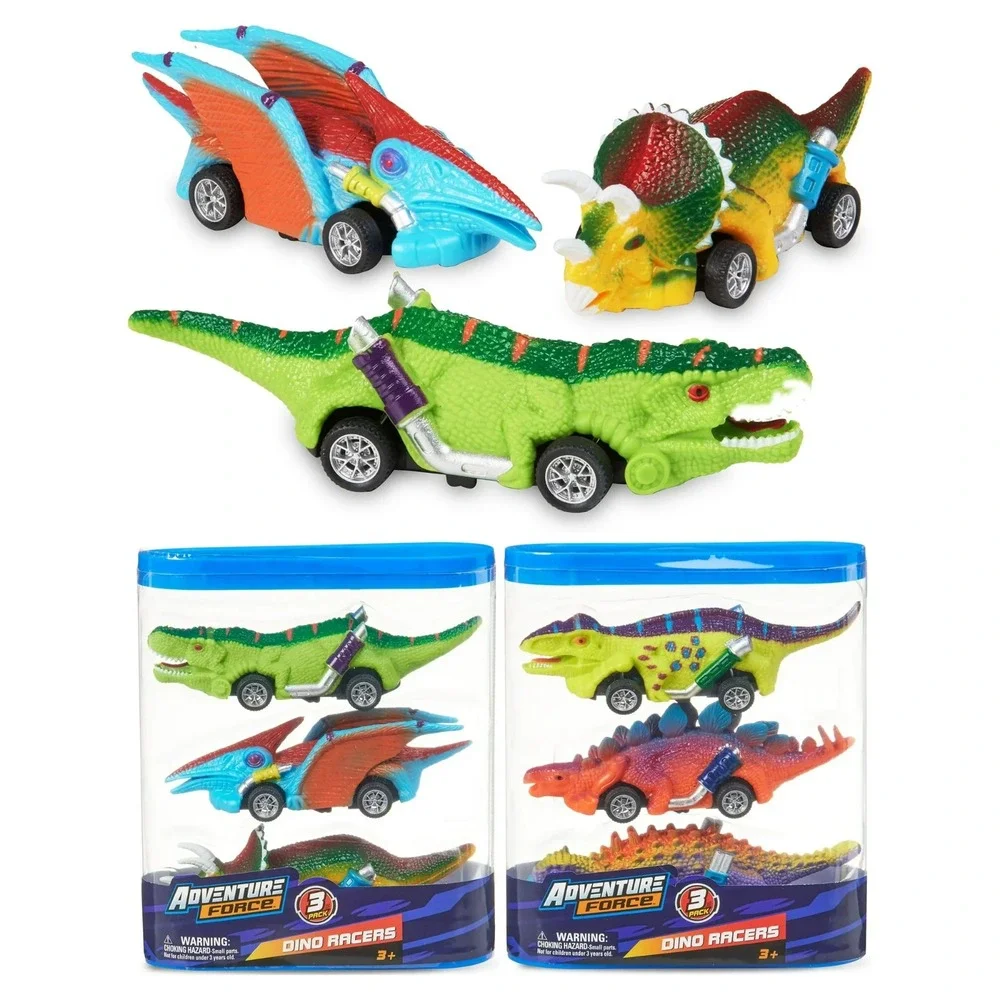 Adventure Force Pull Back Monster Shark Truck‎ & 6 Pack Dino Racers Vehicles NEW